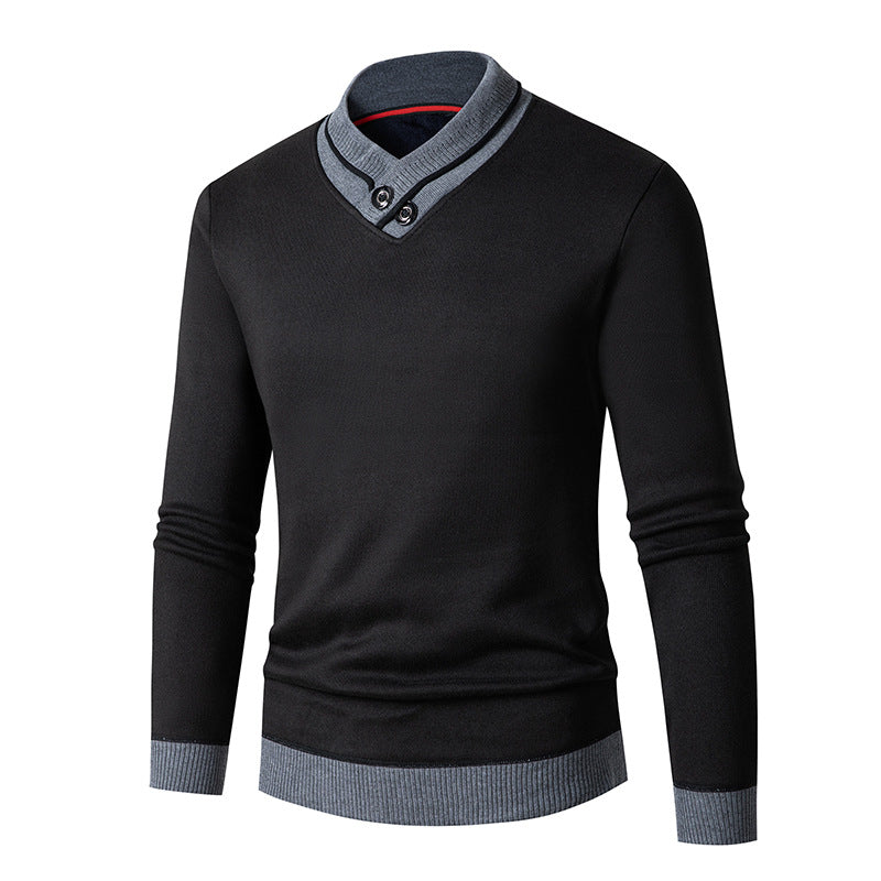 Herren Pullover mit modernem Schalkragen und Knopfdetails Aliams