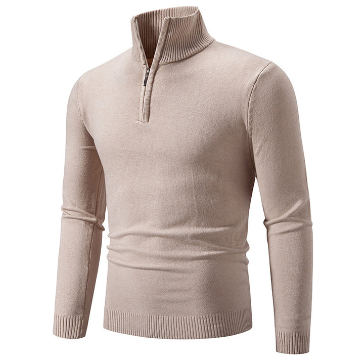 Herren eleganter Pullover mit hohem Kragen und feinem Rippdesign Aliams