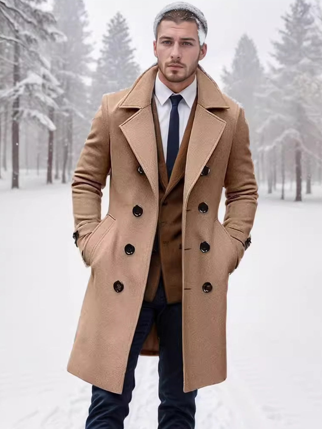 Herren eleganter Woll-Mantel Aliams