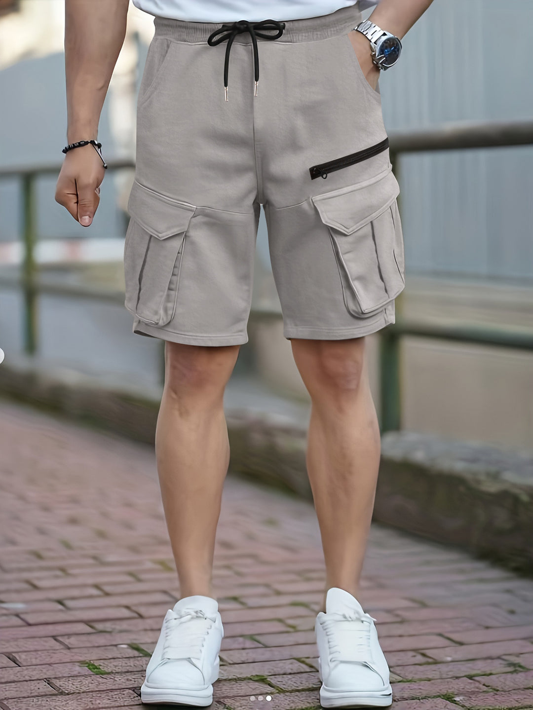 Herren Cargo-Shorts mit multifunktionalen Taschen und elastischem Bund Aliams