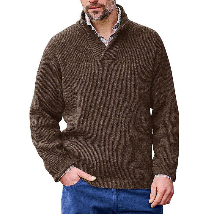 Herren Strickpullover mit modernem Stehkragen und feiner Rippstruktur Aliams