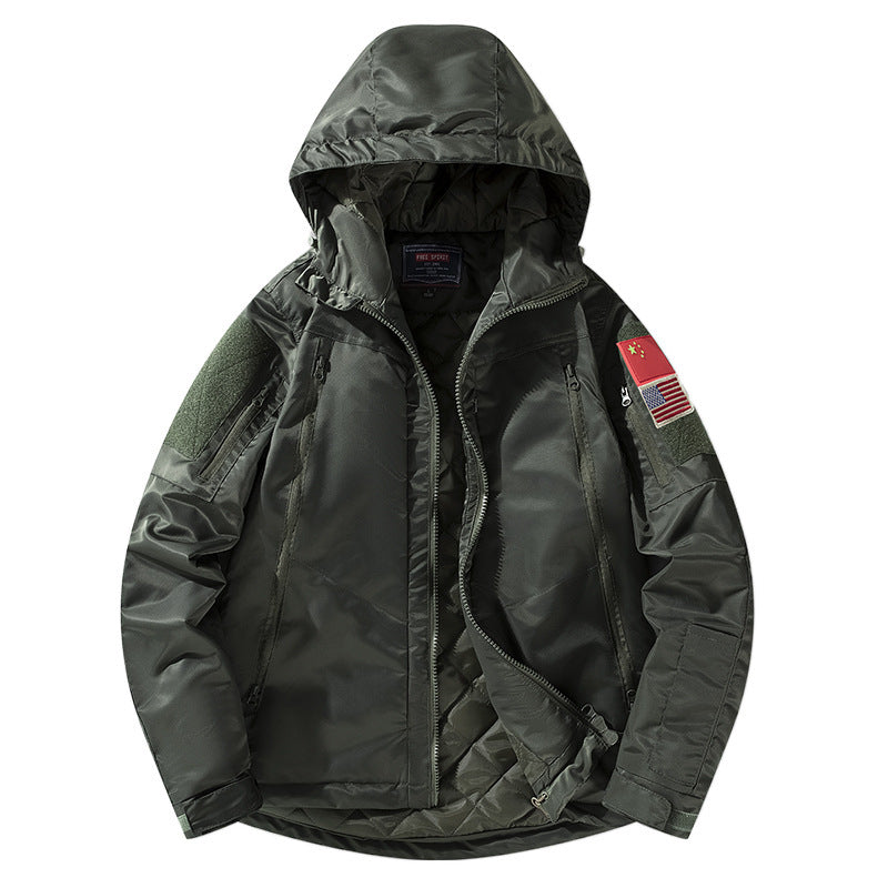 Herren isolierte Jacke mit verstellbarer Kapuze und funktionalen Taschen Aliams