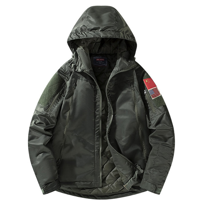 Herren isolierte Jacke mit verstellbarer Kapuze und funktionalen Taschen Aliams