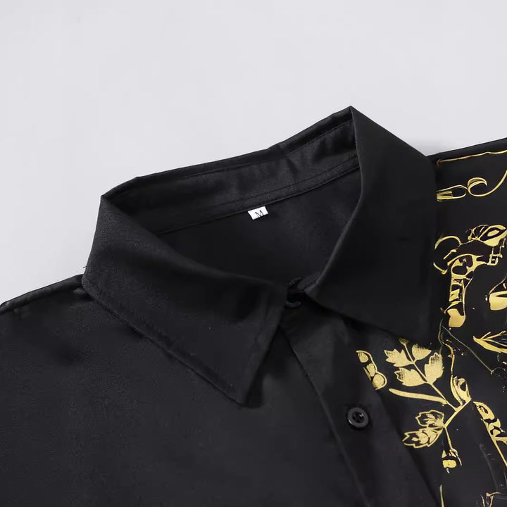 Herren Elegantes Hemd mit floralen Akzenten und glänzenden Details Aliams