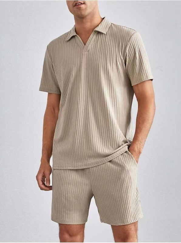 Herren Freizeit-Set mit strukturiertem Oberteil und Shorts Aliams