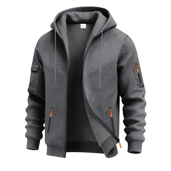 Herren sportlicher Hoodie mit funktionalen Reißverschlusstaschen Aliams