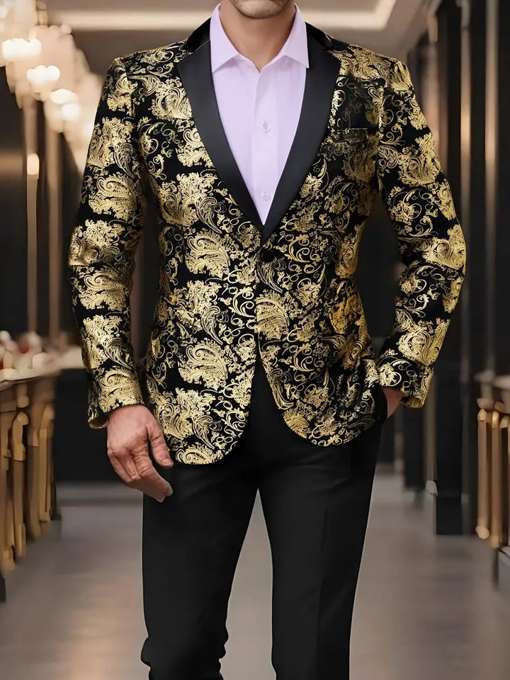 Herren extravagantes Paillettenblazer mit floralem Design Aliams