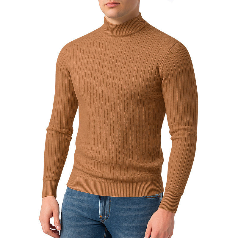 Herren Rollkragenpullover mit strukturiertem Zopfmuster und bequemem Schnitt Aliams
