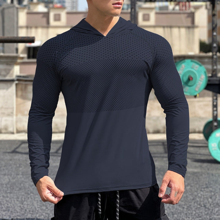 Herren Sportliches Langarmshirt mit atmungsaktivem Mesh-Einsatz Aliams