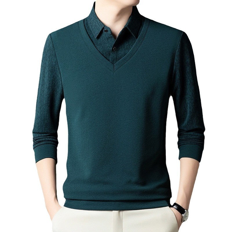 Herren eleganter V-Ausschnitt Pullover mit strukturiertem Ärmel Aliams