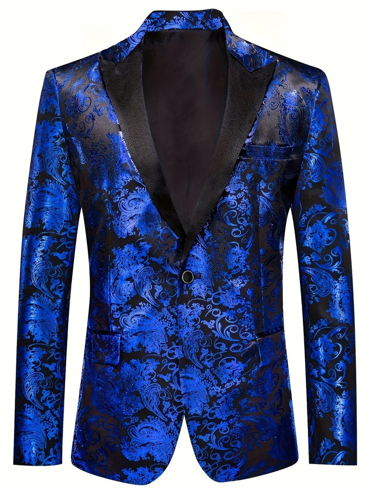 Herren eleganter Samt Blazer mit floralem Muster Aliams