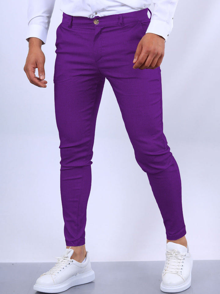 Herren stylische Slim-Fit Chinohose mit elastischem Bund und seitlichen Taschen Aliams