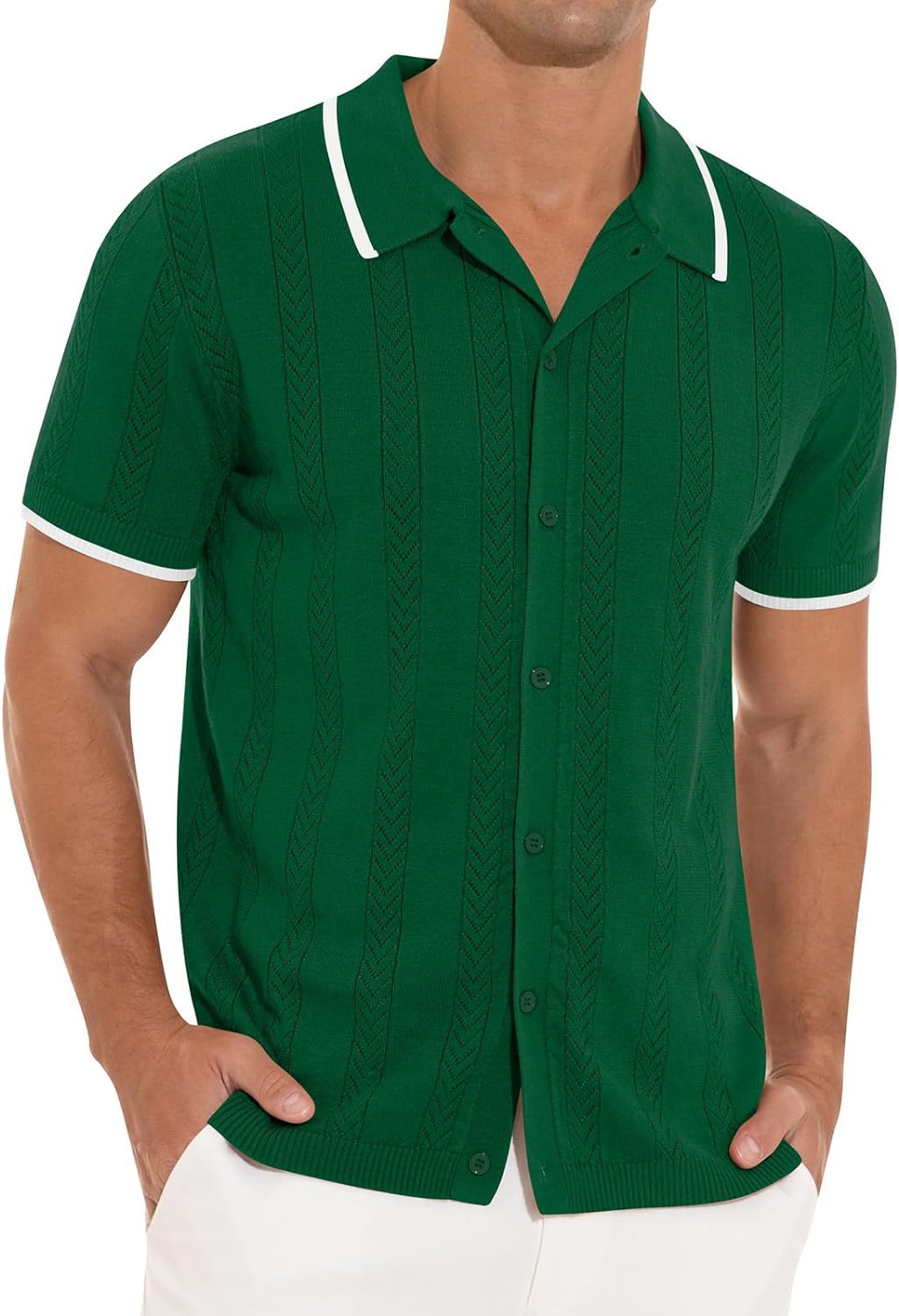 Herren feines Strickhemd mit strukturiertem Muster Aliams