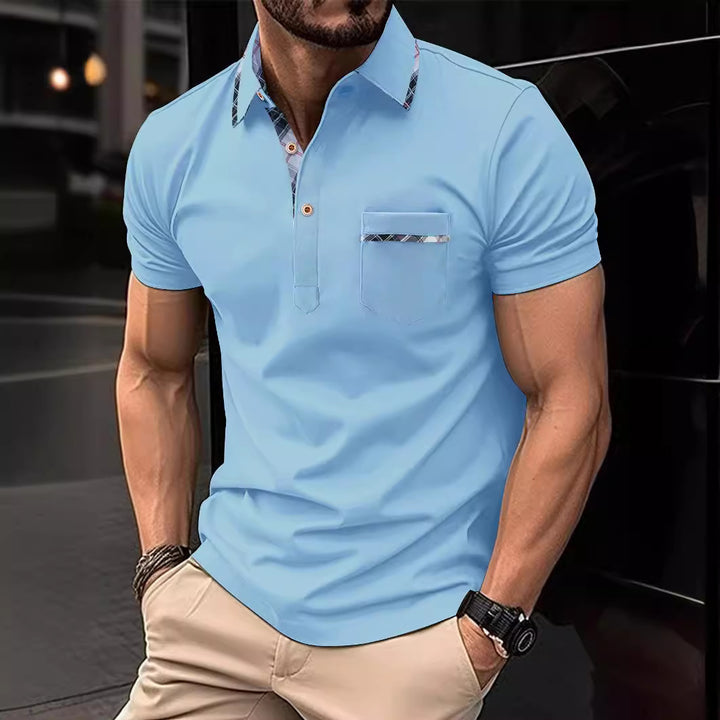 Herren Poloshirt mit modischem Kragen und praktischer Brusttasche Aliams