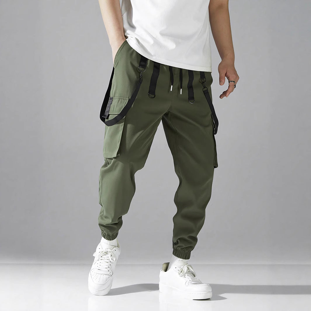 Herren bequeme Cargo-Hose mit verstellbaren Trägern Aliams