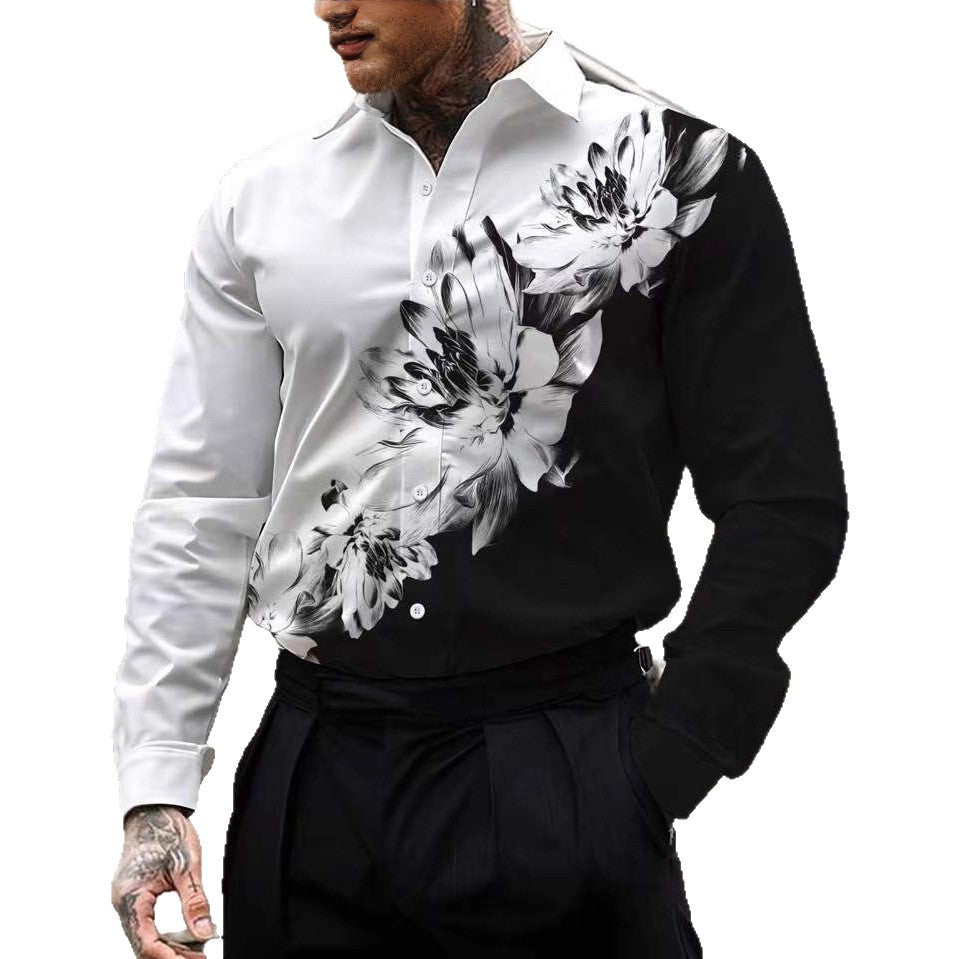 Herren Bluse mit floralem Design Aliams
