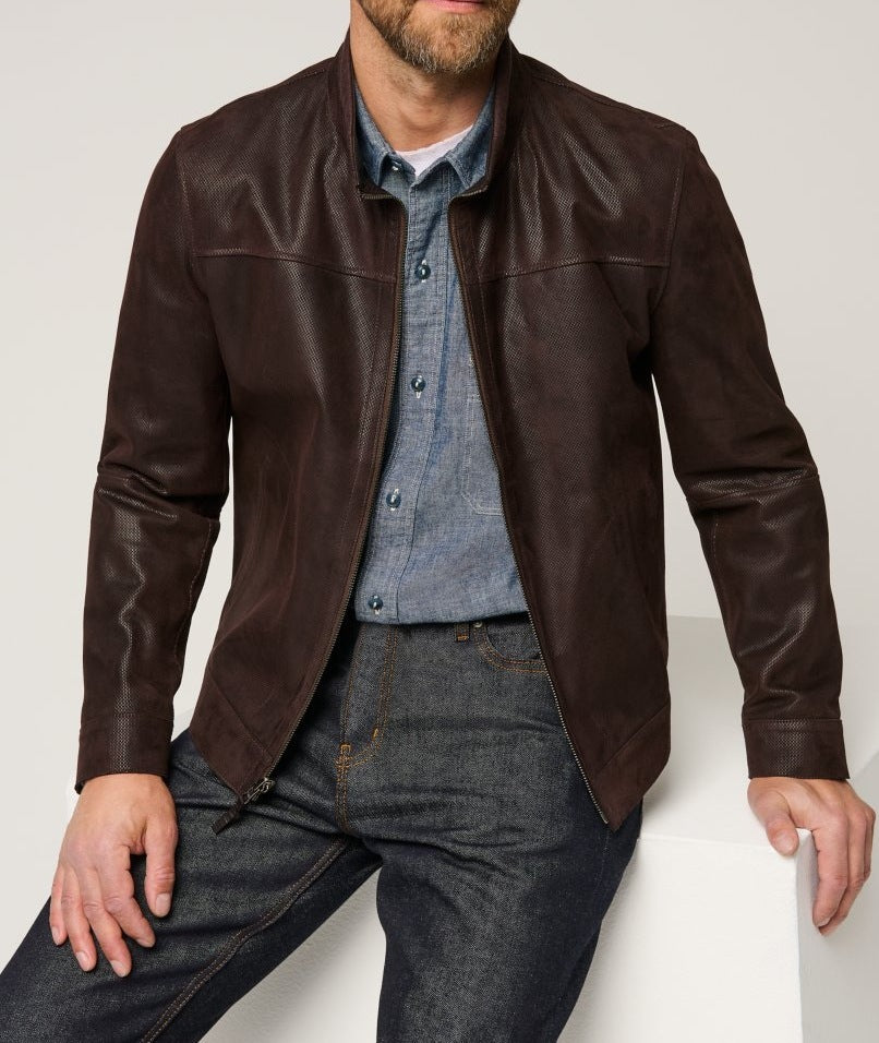 Herren Lederjacke im modernen Schnitt mit strukturiertem Obermaterial Aliams