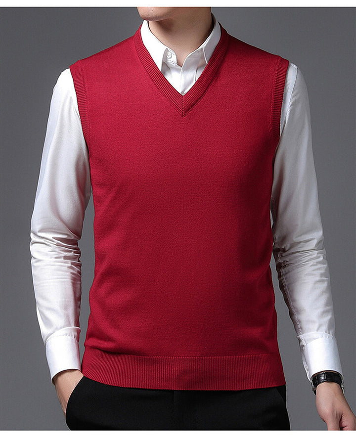 Herren V-Pullover aus feiner Baumwollmischung mit eleganter Struktur Aliams