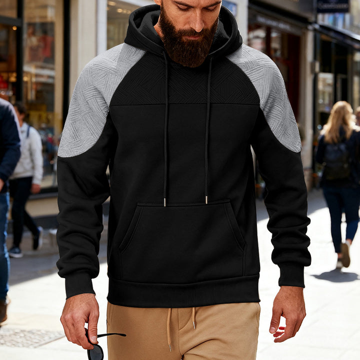 Herren sportlicher Kapuzenpullover mit strukturierten Ärmelpanels Aliams