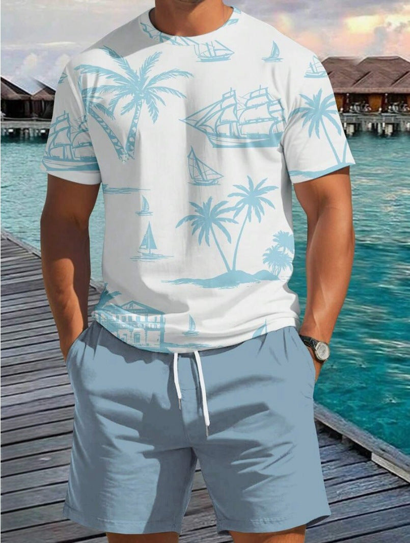 Herren Kurzarm-Shirt mit maritimem Motiv und entspannter Passform Aliams