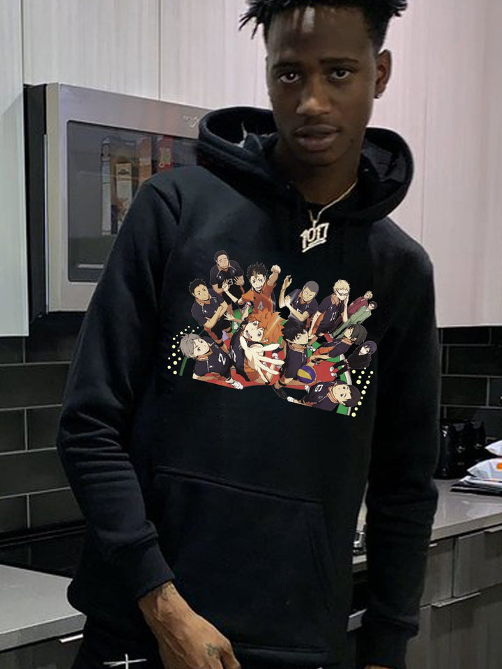 Herren Hoodie mit stylishem Anime-Druck Aliams