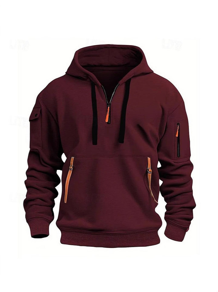 Herren funktionale Kapuzenpullover mit mehreren Reißverschlusstaschen Aliams