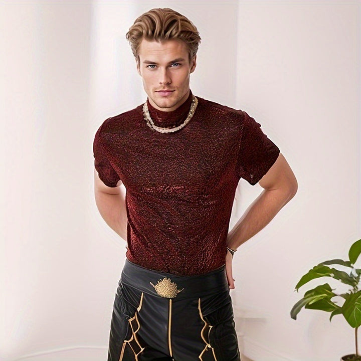 Herren Kurzarm T-Shirt mit modernem Glitzer-Design und trendiger Passform Aliams