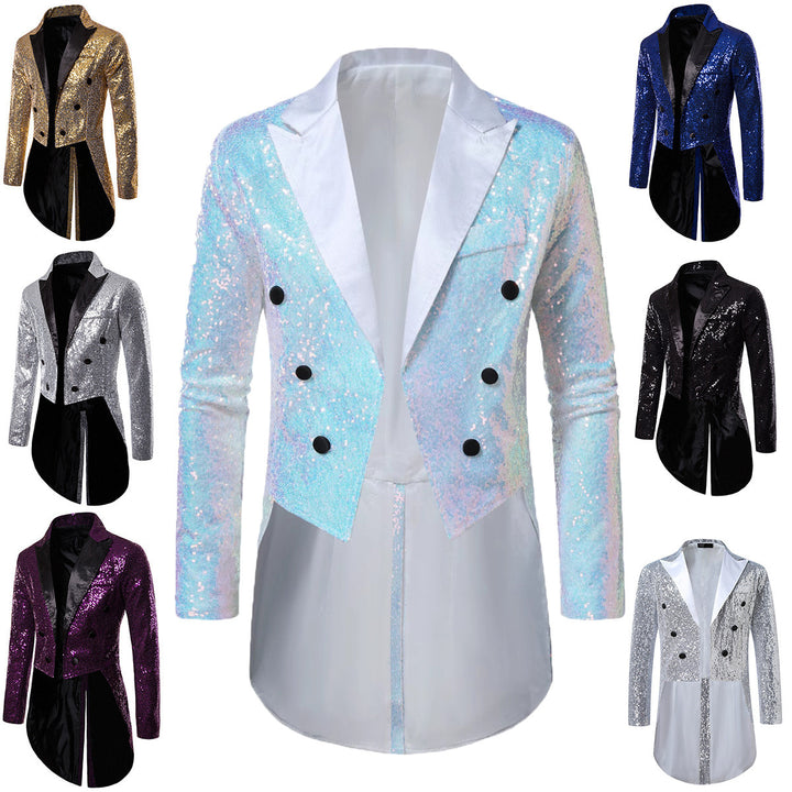Herren glitzernde Smokingjacke mit elegantem Schnitt und schimmernden Pailletten Aliams