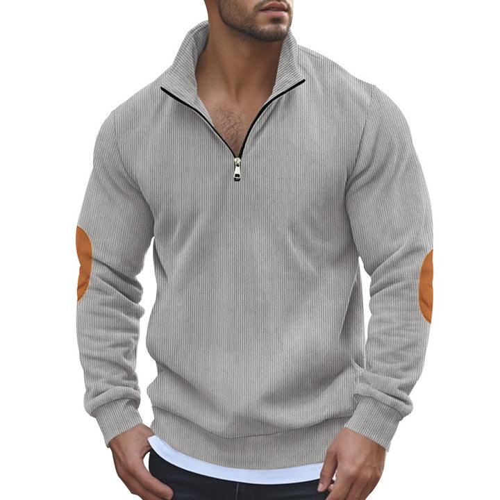 Herren Pullover mit halbem Reißverschluss und strukturiertem Design Aliams