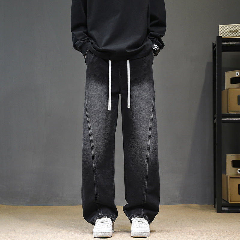 Herren Weitgeschnittene Jeanshose mit elastischem Bund und modernem Design Aliams