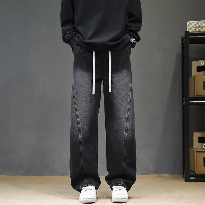 Herren Weitgeschnittene Jeanshose mit elastischem Bund und modernem Design Aliams