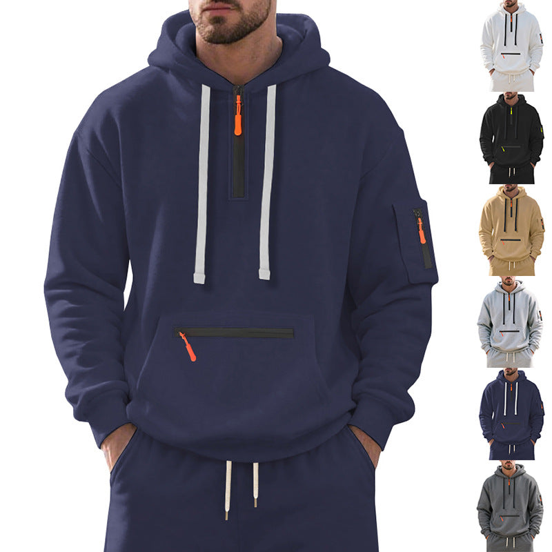 Herren Sportlicher Hoodie mit funktionalen Reißverschlusstaschen Aliams