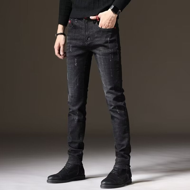 Herren Skinny Jeans mit modischen Abrieb-Effekten und elastischem Baumwollmix Aliams