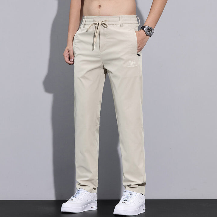 Herren Sportliche Freizeithose mit verstellbarem Kordelzug und seitlichen Reißverschlusstaschen Aliams