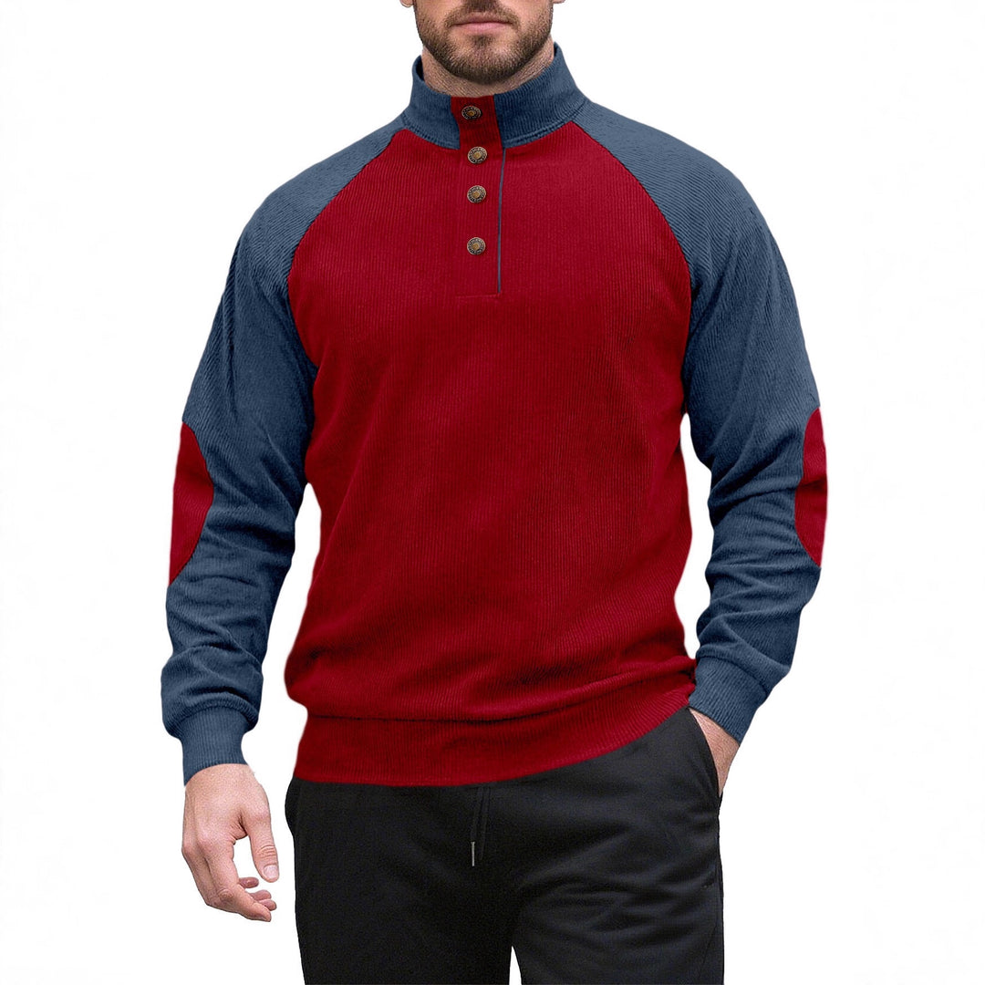 Herren Strickpullover mit modernem Stehkragen und Knopfleiste Aliams