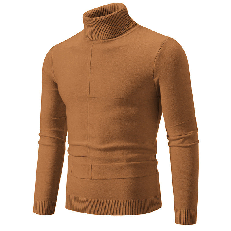 Herren eleganter Rollkragenpullover mit modernem Zopfmuster Aliams