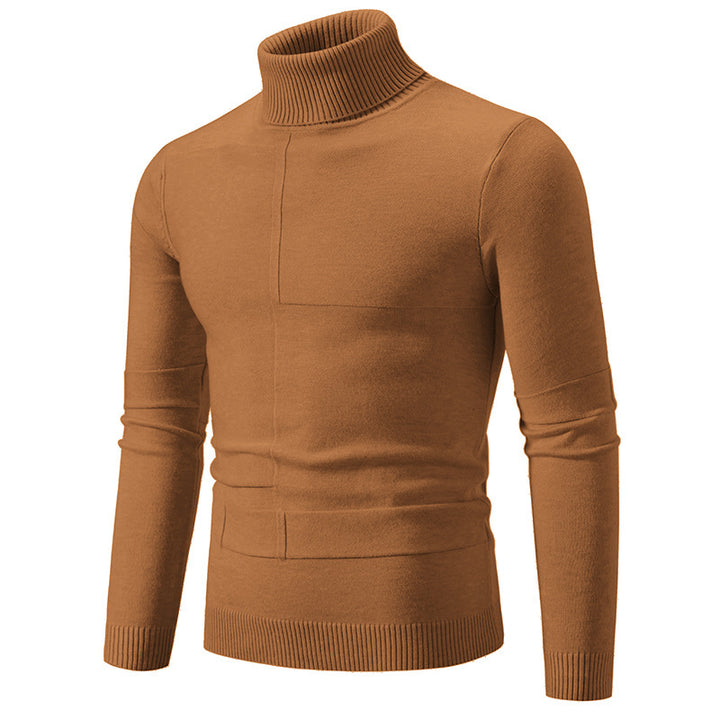 Herren eleganter Rollkragenpullover mit modernem Zopfmuster Aliams
