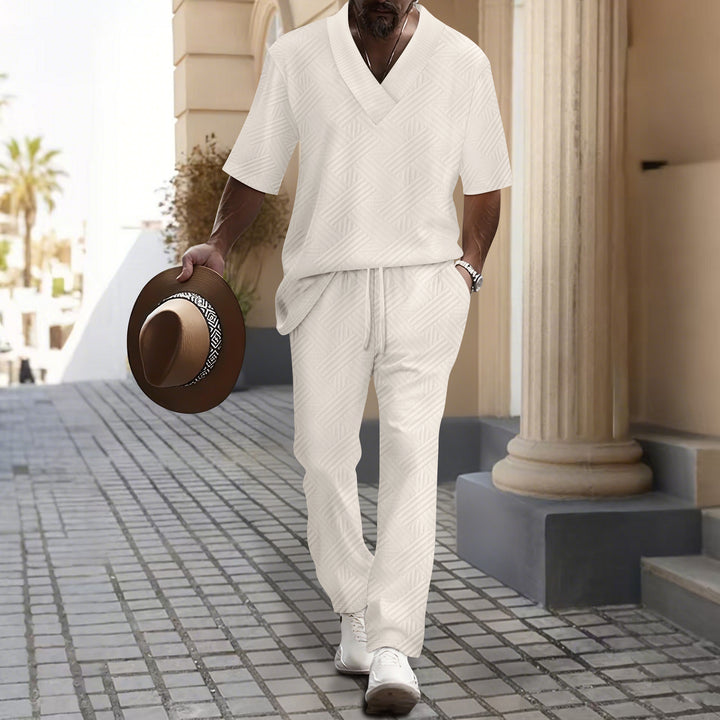 Herren Freizeitanzug mit luxuriösem V-Ausschnitt und attraktiven Muster Aliams