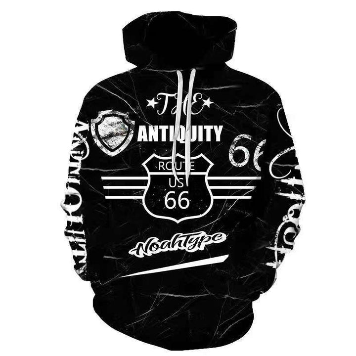 Herren Kapuzenpullover mit auffälligem Route 66 Grafikdesign und hochwertigem Materialmix Aliams