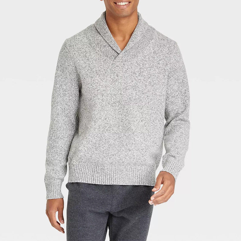 Herren Pullover mit Schalkragen und filigranem Rippdesign Aliams