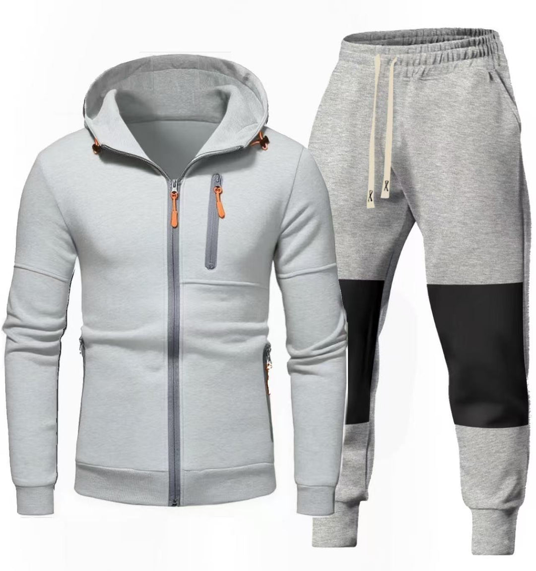 Herren Sportliches Hoodie- und Jogginghose-Set mit Funktionalen Reißverschlusstaschen Aliams