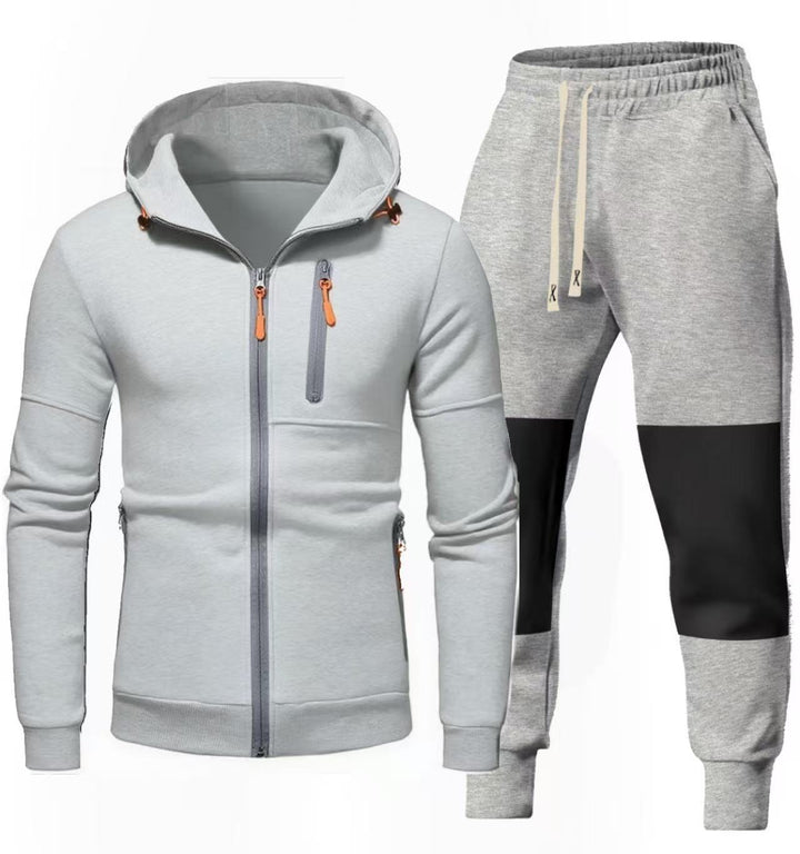 Herren Sportliches Hoodie- und Jogginghose-Set mit Funktionalen Reißverschlusstaschen Aliams