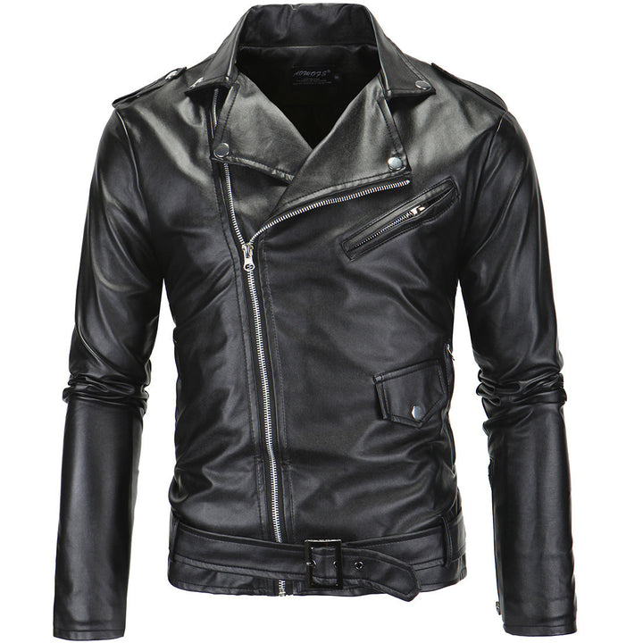 Herren stylische Bikerjacke aus hochwertigem Kunstleder Aliams
