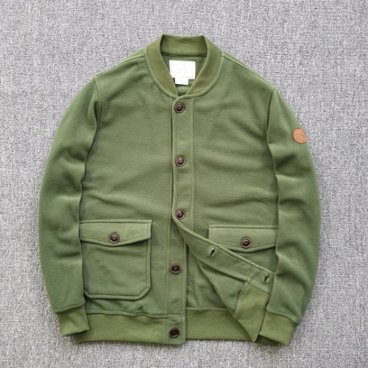 Damen lässige Sweatjacke mit Knopfleiste und praktischen Taschen Aliams