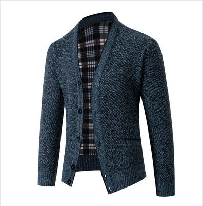 Herren eleganter Strickcardigan mit Karomuster Aliams