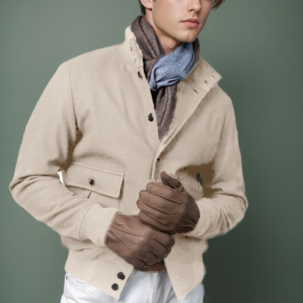 Herren beschichtete Freizeitjacke im sportlichen Stil mit praktischen Taschen Aliams