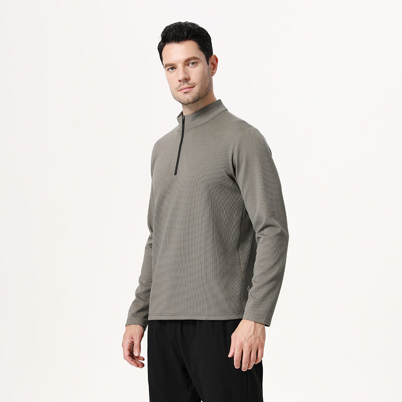 Herren Langarm Funktionsshirt mit kurzer Reißverschlussöffnung Aliams