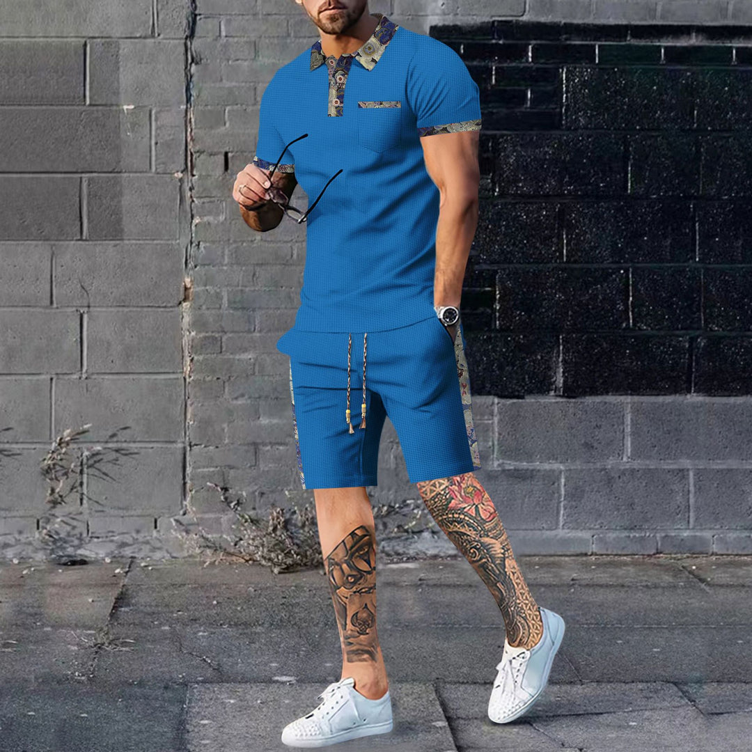 Herren Kurzarm-Polo und Shorts Ensemble im modernen Design mit kontrastierenden Details Aliams