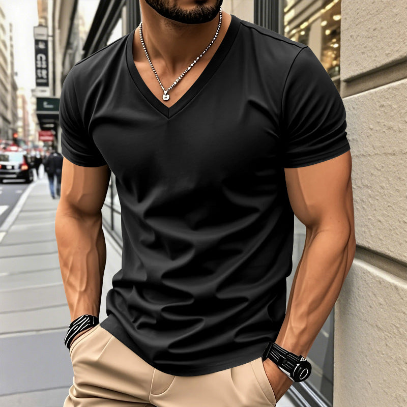 Herren V-Ausschnitt T-Shirt aus atmungsaktiver und schnelltrocknender Baumwolle Aliams