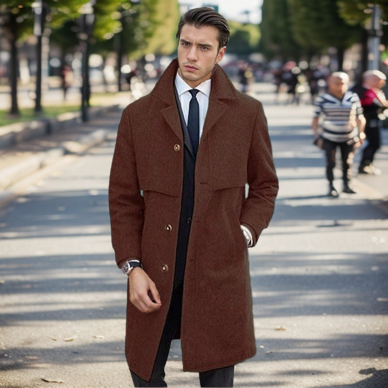 Herren eleganter Wollmantel mit doppelter Knopfleiste und modernem Design Aliams